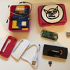 The Smilebox - a wireless portal that asks people what made them smile that day. A Raspberry Pi zero powered by a battery and stuffed into a travel soap container.